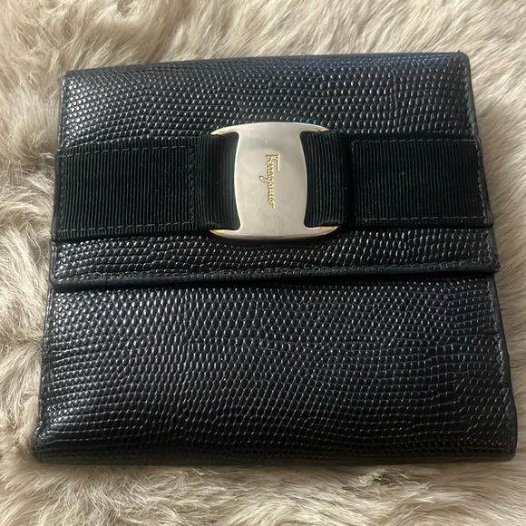Salvatore Ferragamo Handbags - Authentic Salvatore Ferragamo Black Textured
Saffiano Leather Bifold Wallet